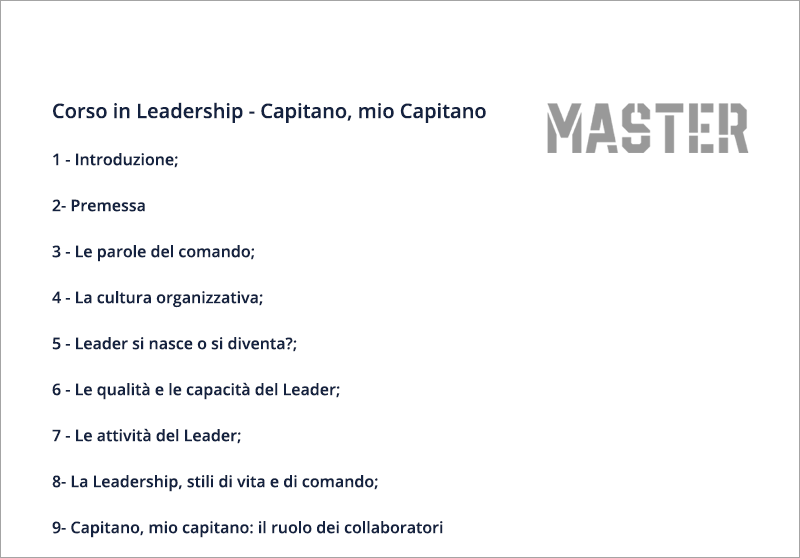 Corso in Leadership - Capitano, mio Capitano